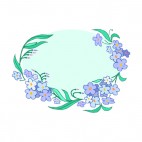 Blue flowers with leaves blue backround, decals stickers