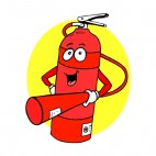 Smiling red fire extinguisher with nozzle , decals stickers
