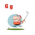 Alphabet G man swinging golf club , decals stickers