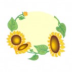 Sunflowers with leaves yellow backround, decals stickers