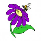 Purple flower with bee on it, decals stickers