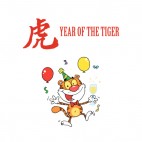Year of the tiger tiger with glass of champagne, decals stickers
