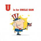 Alphabet U is for Uncle sam uncle sam with usa flag, decals stickers