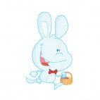 Blue bunny running with easter egg , decals stickers
