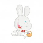 Grey bunny running with easter egg basket , decals stickers