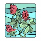 Red flowers with blue backround drawing, decals stickers