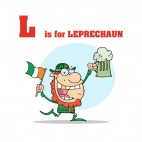 Alphabet L is for leprechaun leprechaun with irish flag, decals stickers