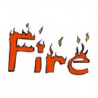 Fire title with flame drawing, decals stickers