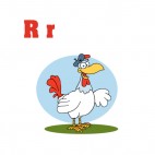 Alphabet R roaster with hat blue backround, decals stickers