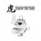 Year of tiger smoking cat, decals stickers