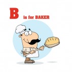Alphabet B is for baker baker with bread , decals stickers
