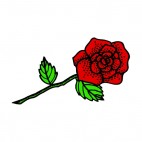 Red rose with twig and leaves, decals stickers