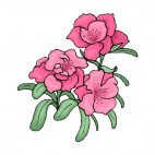Pink flowers with green leaves, decals stickers