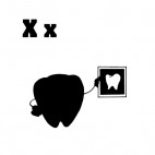 Tooth with x-ray tooth picture silhouette, decals stickers