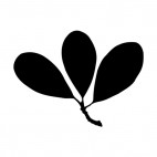 Twig with three round leaves silhouette, decals stickers