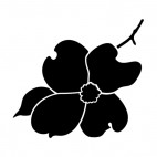 Flower with leaves on twig silhouette, decals stickers