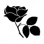 Rose with toothed leaves on twig silhouette, decals stickers