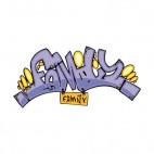 Blue family word graffiti, decals stickers