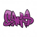 Purple word graffiti, decals stickers