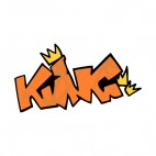Orange king word graffiti with yellow crowns drawing, decals stickers