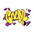Purple and yellow calm word graffiti, decals stickers