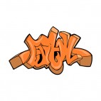 Orange word graffiti, decals stickers