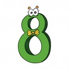 Green number 8 eight with bow tie, decals stickers