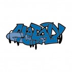 Blue word graffiti, decals stickers