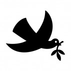 Dove flying with leaf, decals stickers