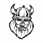 Angry viking face with horned hat mascot, decals stickers