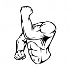 Muscular body flexing left arm, decals stickers