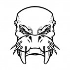 Walrus face with tusks and whiskers mascot, decals stickers