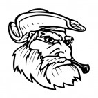 Pirate face with large beard and hat mascot, decals stickers