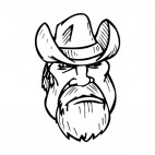 Cowboy face with long beard mascot, decals stickers