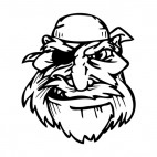 Pirate face with bandana and long beard mascot, decals stickers