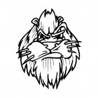 Angry lion face with whiskers mascot, decals stickers