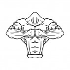 Muscular body with both fists together mascot, decals stickers