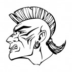 Angry amerindian face with mohawk hairstyle mascot , decals stickers