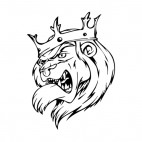 Angry lion face with crown mascot, decals stickers