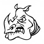 Angry rhinoceros face mascot, decals stickers