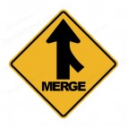Road merge with text from the right warning sign, decals stickers