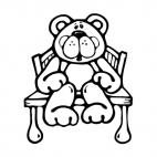 bear sitting down on a chair, decals stickers