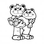 Bear holding his son in his arms, decals stickers