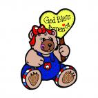 U.S.A bear with sign saying god bless america, decals stickers