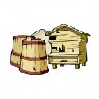 Beehive with barrels, decals stickers