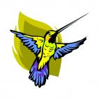 Yellow and blue hummingbird, decals stickers
