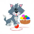 Cat playing with wool ball, decals stickers