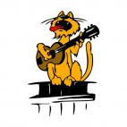 Cat with guitar singing, decals stickers