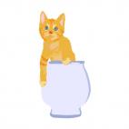 Brown cat on a vase, decals stickers
