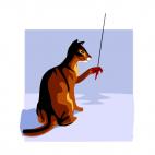 Cat holding stick, decals stickers